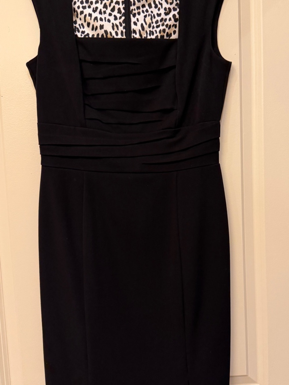 White House Black Market Black Dress with Leopard lining